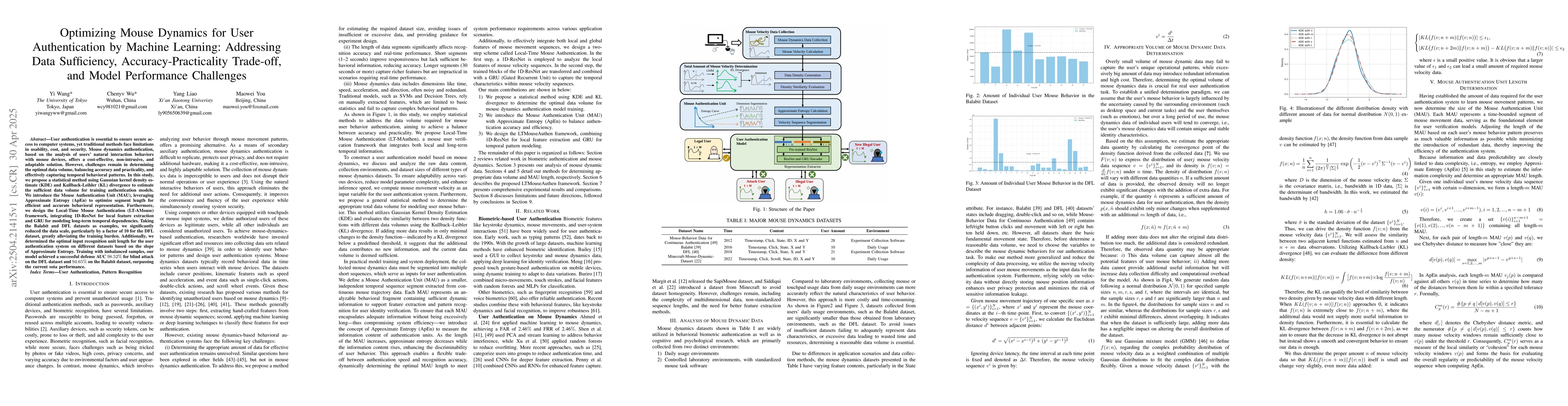 Thumbnail for Optimizing Mouse Dynamics for User Authentication by Machine Learning:
  Addressing Data Sufficiency, Accuracy-Practicality Trade-off, and Model
  Performance Challenges