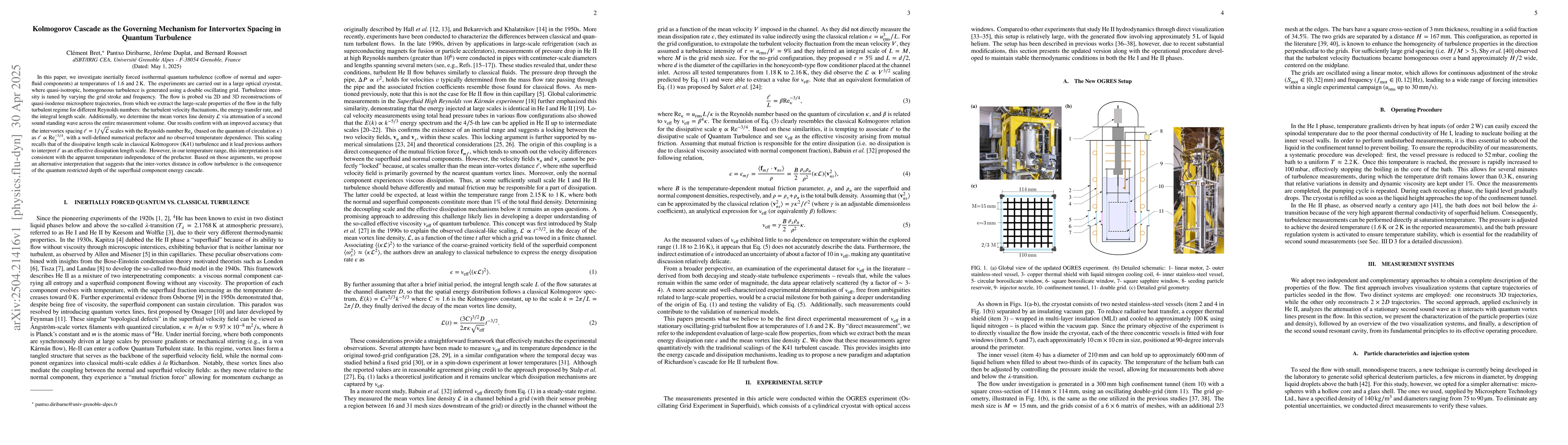 Thumbnail for Kolmogorov Cascade as the Governing Mechanism for Intervortex Spacing in
  Quantum Turbulence