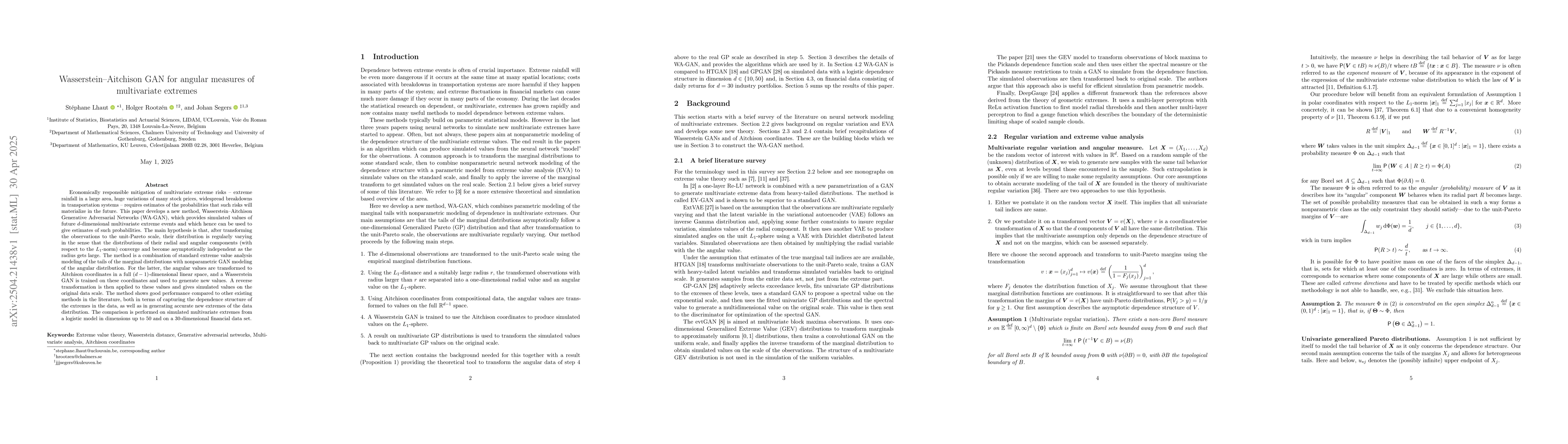 Thumbnail for Wasserstein-Aitchison GAN for angular measures of multivariate extremes