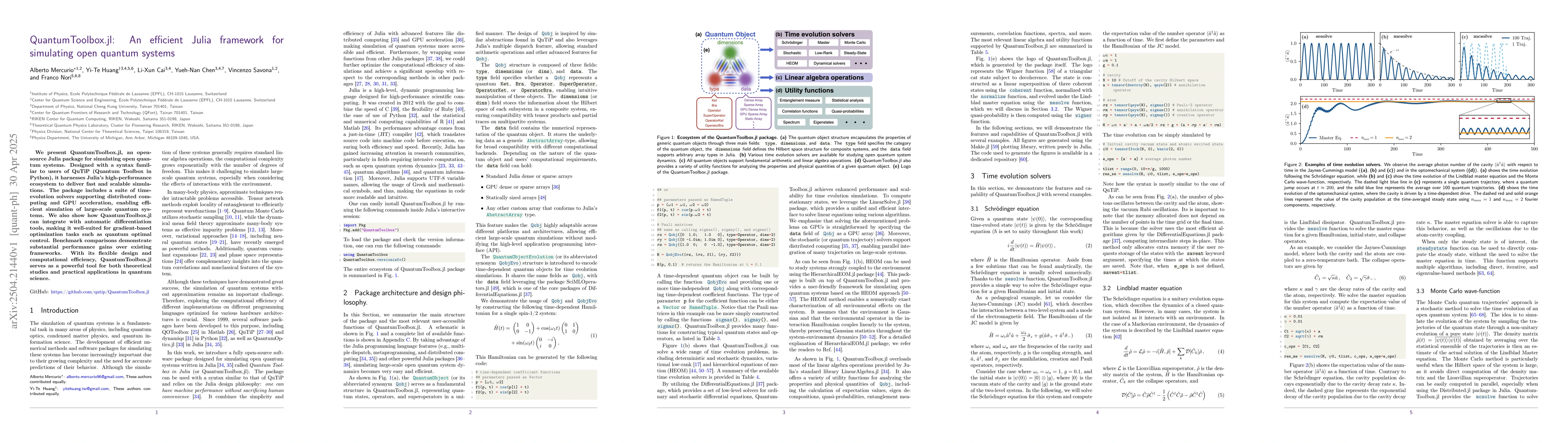 Thumbnail for QuantumToolbox.jl: An efficient Julia framework for simulating open
  quantum systems