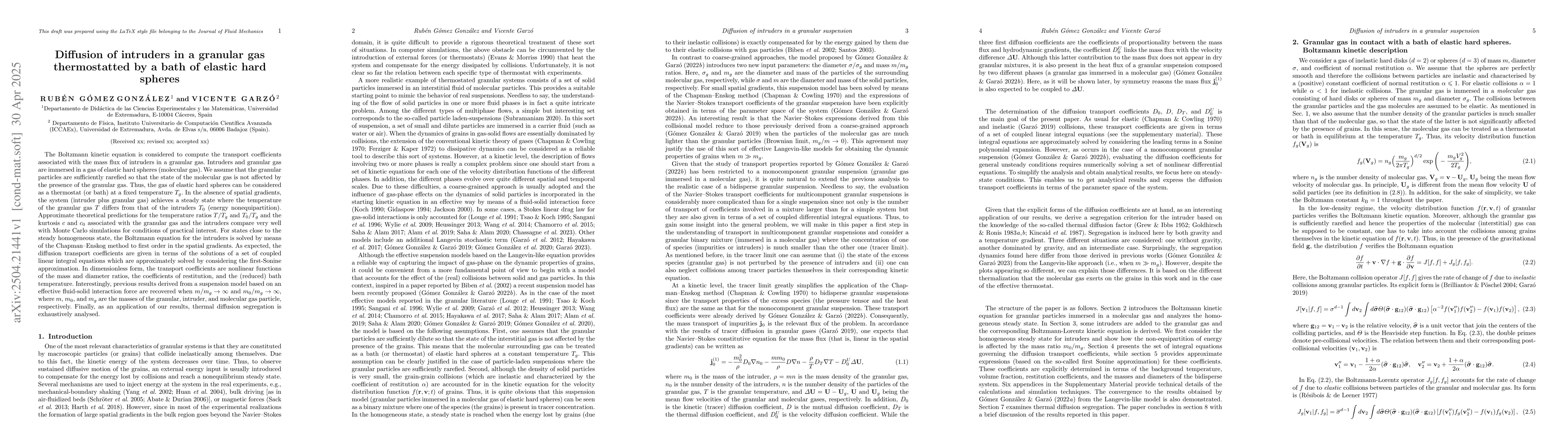 Thumbnail for Diffusion of intruders in a granular gas thermostatted by a bath of
  elastic hard spheres