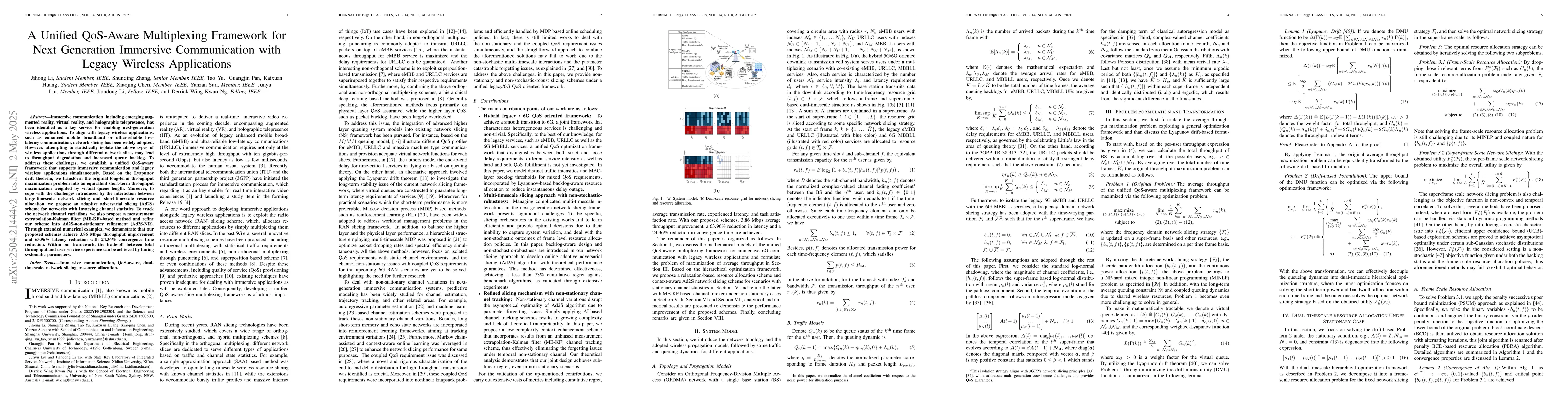 Thumbnail for A Unified QoS-Aware Multiplexing Framework for Next Generation Immersive
  Communication with Legacy Wireless Applications