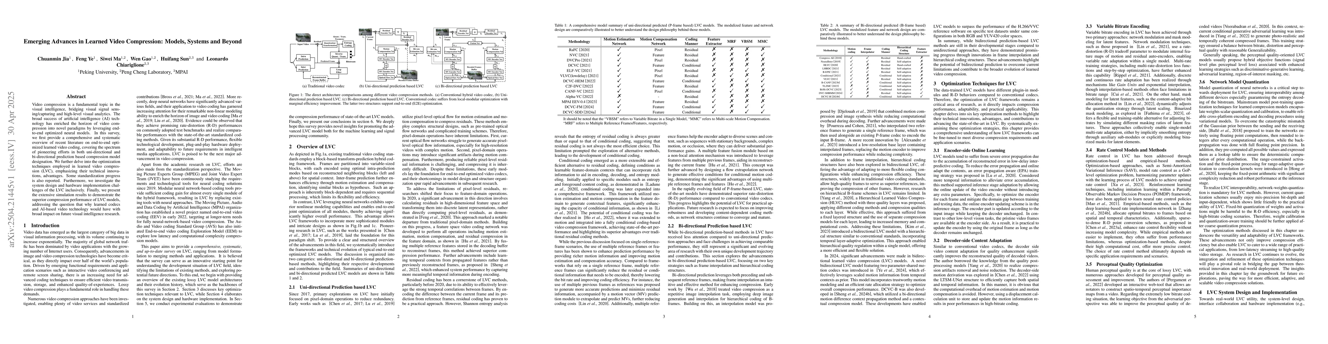 Thumbnail for Emerging Advances in Learned Video Compression: Models, Systems and
  Beyond