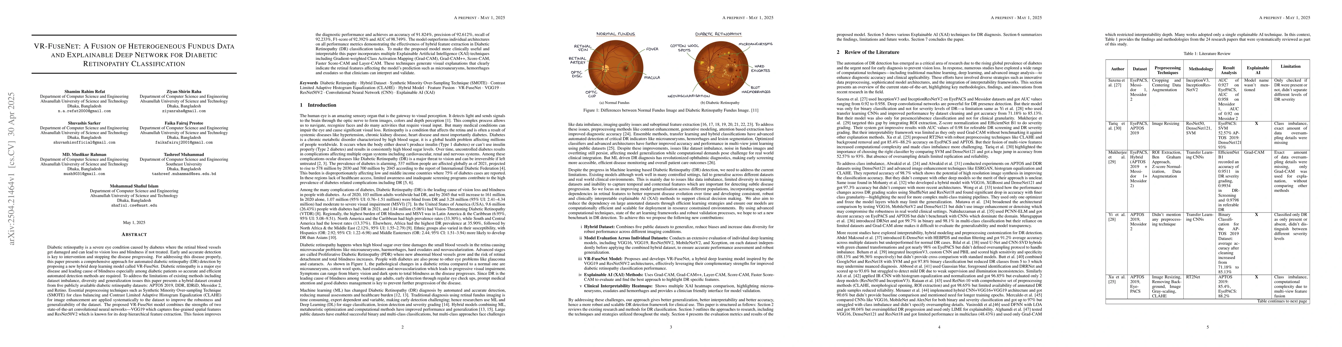 Thumbnail for VR-FuseNet: A Fusion of Heterogeneous Fundus Data and Explainable Deep
  Network for Diabetic Retinopathy Classification