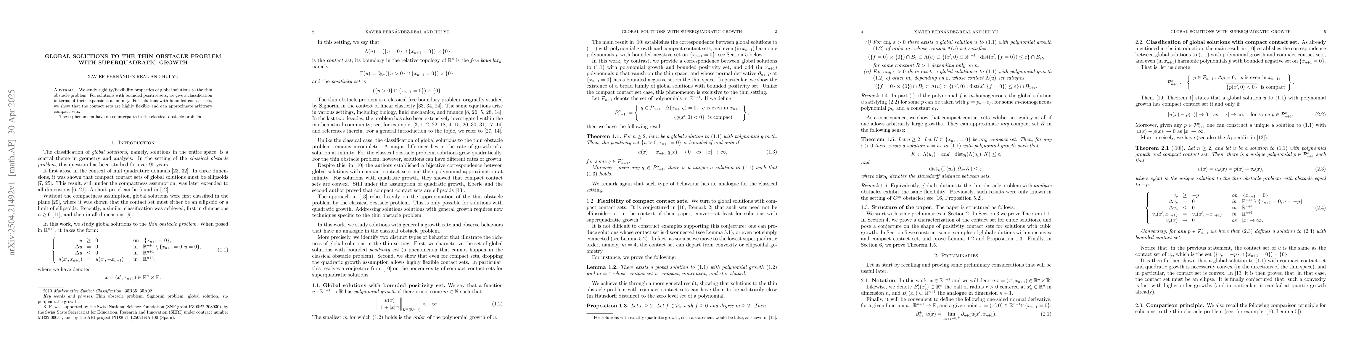 Thumbnail for Global solutions to the thin obstacle problem with superquadratic growth