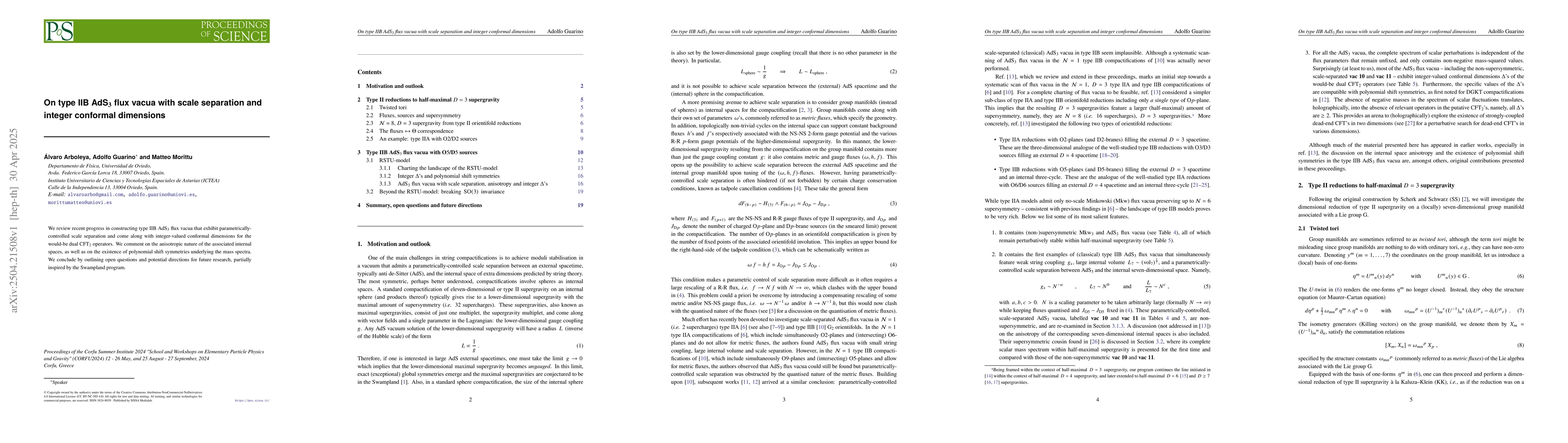 Thumbnail for On type IIB AdS$_{3}$ flux vacua with scale separation and integer
  conformal dimensions