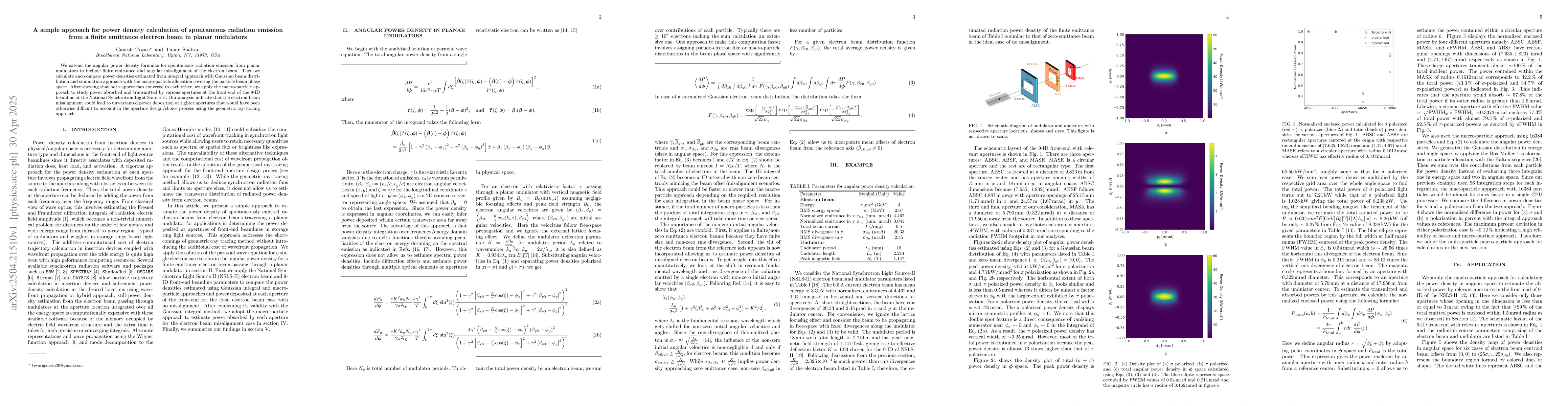 Thumbnail for A simple approach for power density calculation of spontaneous radiation
  emission from a finite emittance electron beam in planar undulators