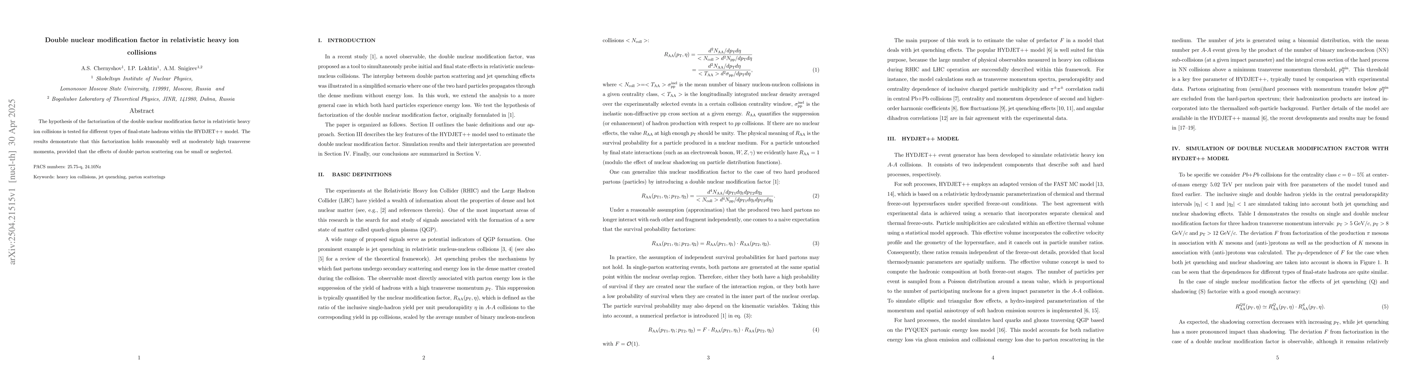 Thumbnail for Double nuclear modification factor in relativistic heavy ion collisions