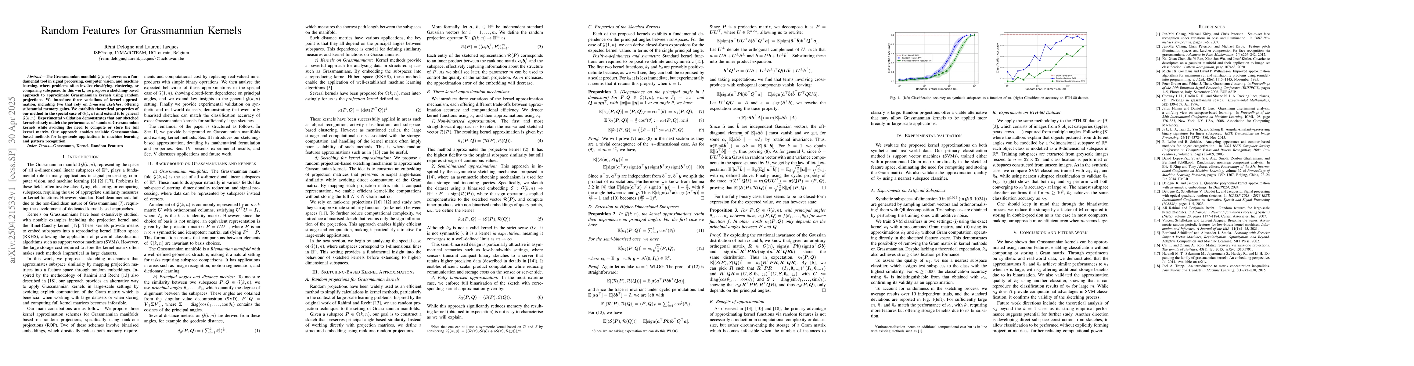 Thumbnail for Random Features for Grassmannian Kernels