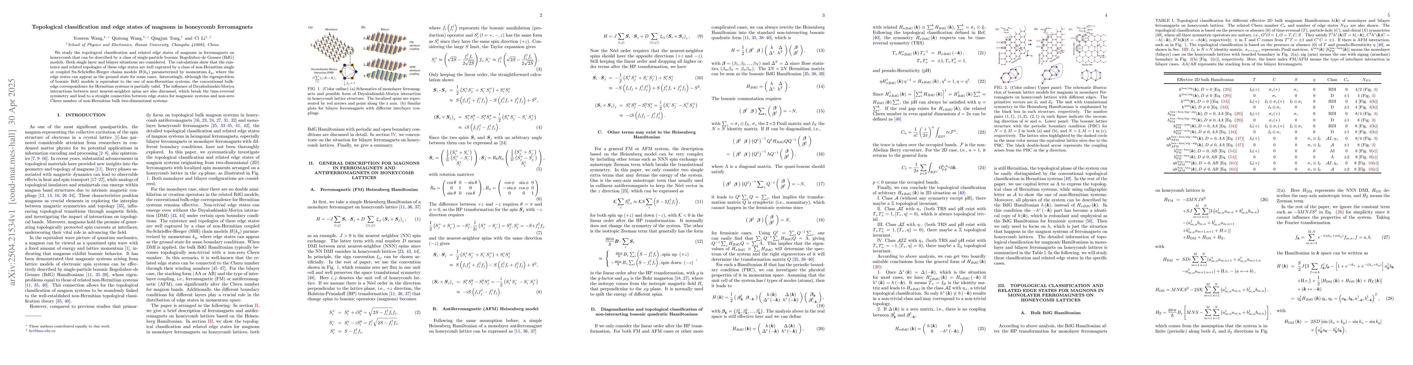 Thumbnail for Topological classification and edge states of magnons in honeycomb
  ferromagnets