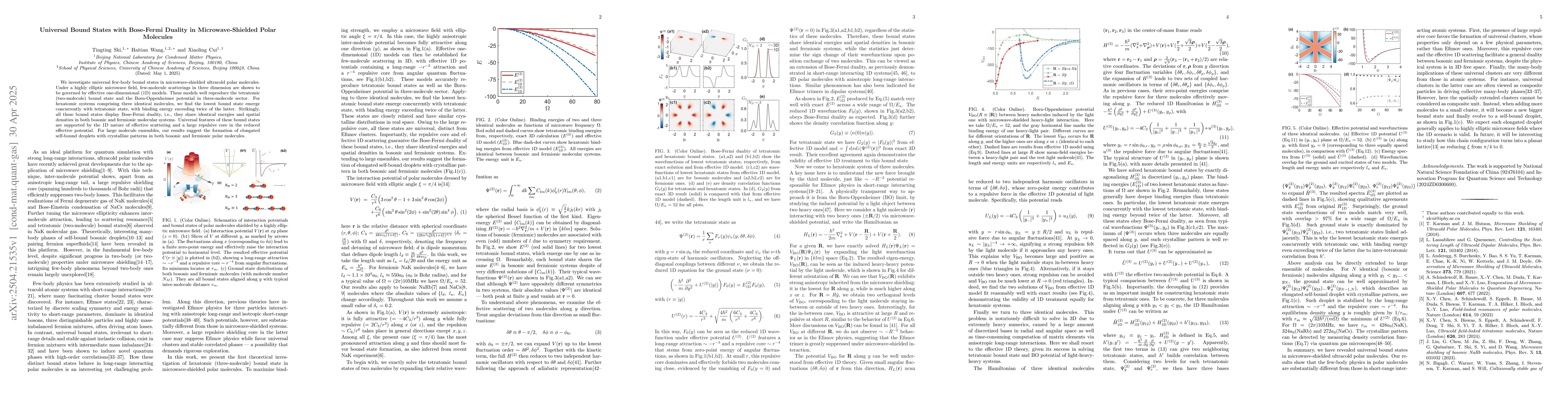 Thumbnail for Universal Bound States with Bose-Fermi Duality in Microwave-Shielded
  Polar Molecules