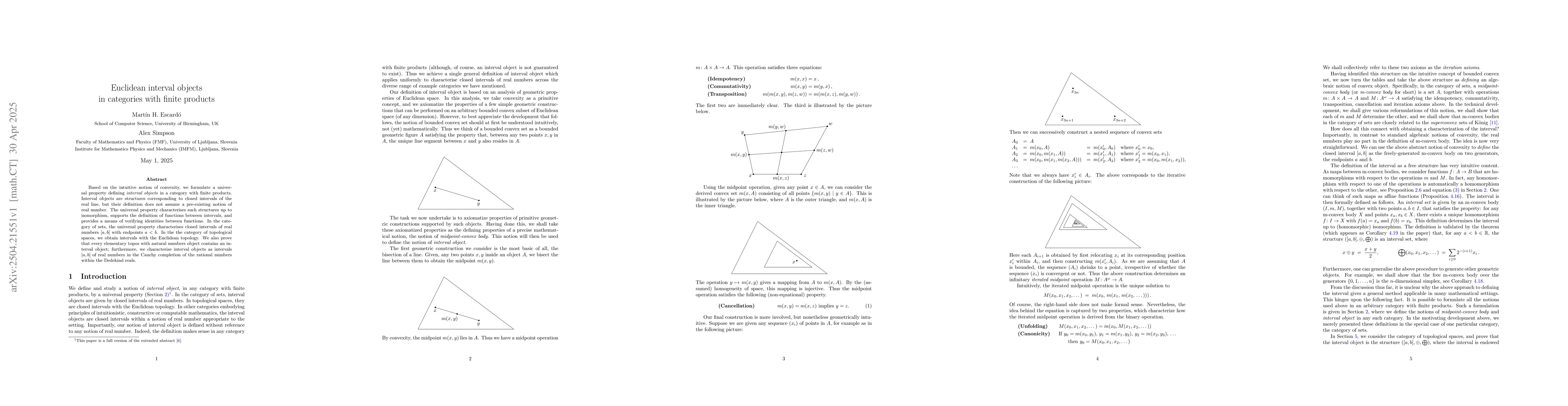 Thumbnail for Euclidean interval objects in categories with finite products