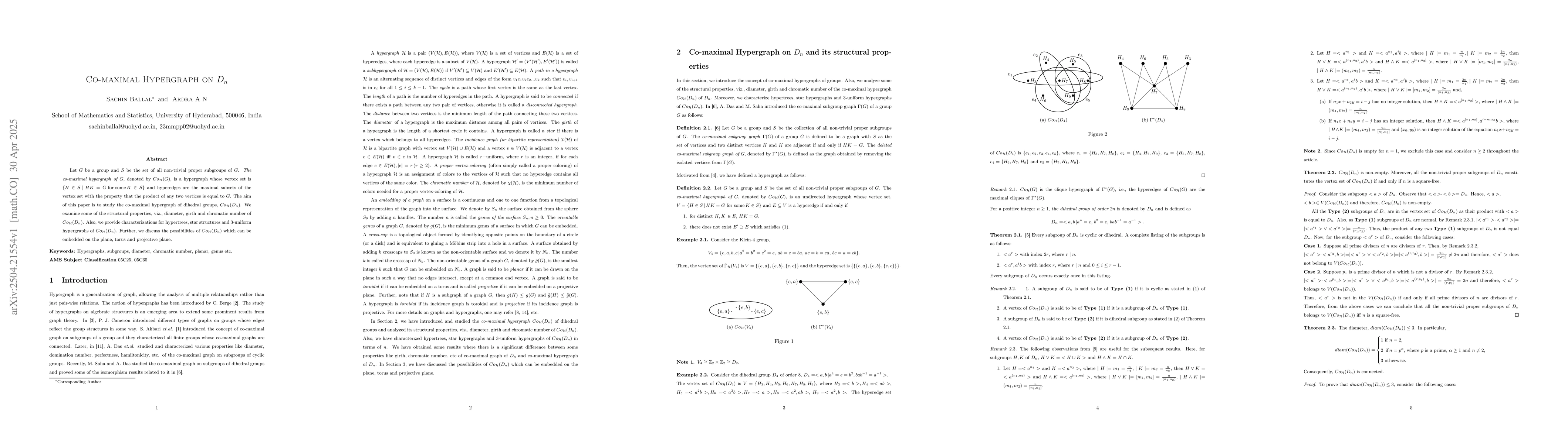 Thumbnail for Co-maximal Hypergraph on Dn