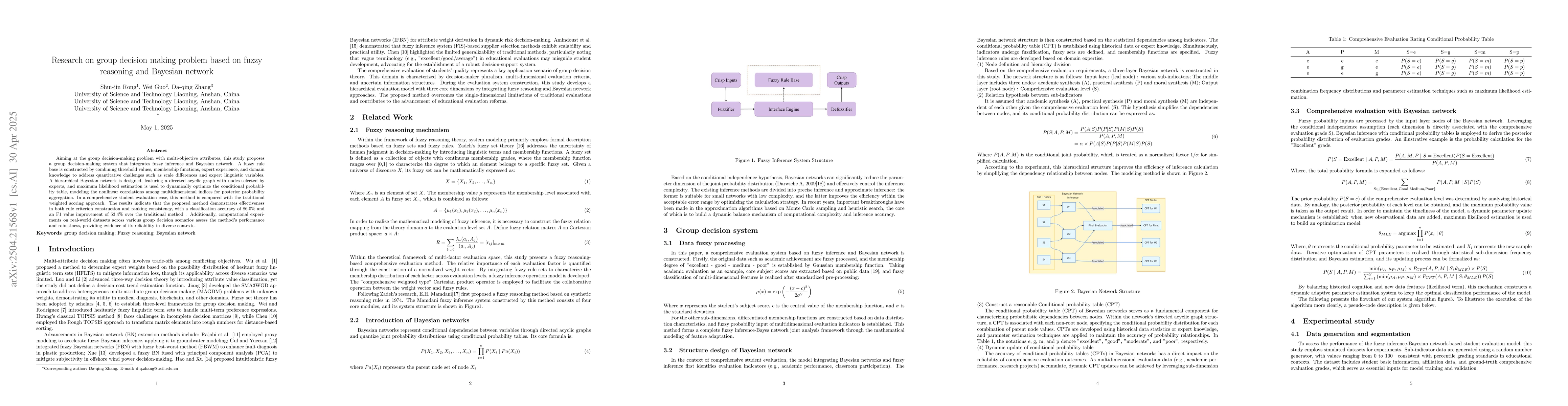 Thumbnail for A Study on Group Decision Making Problem Based on Fuzzy Reasoning and
  Bayesian Networks