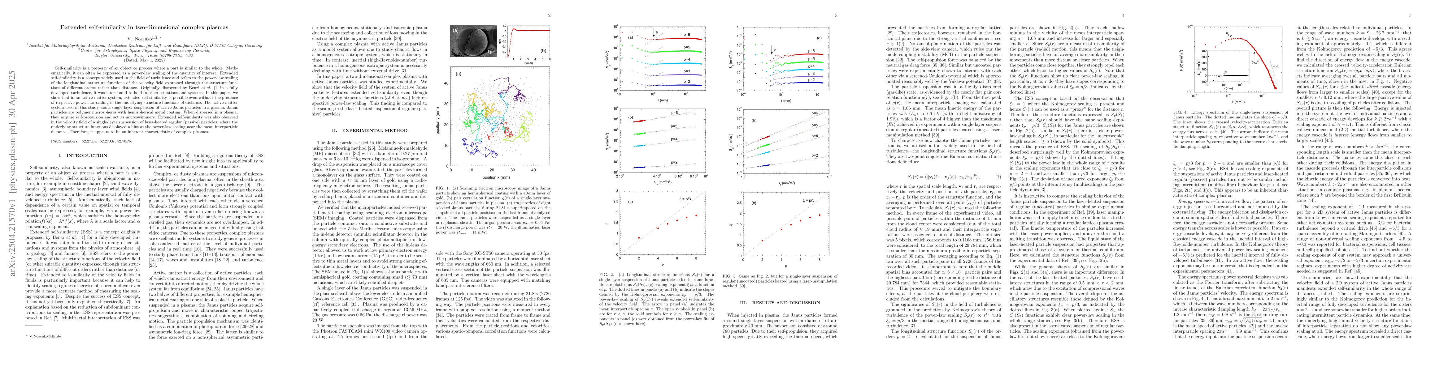 Thumbnail for Extended self-similarity in two-dimensional complex plasmas