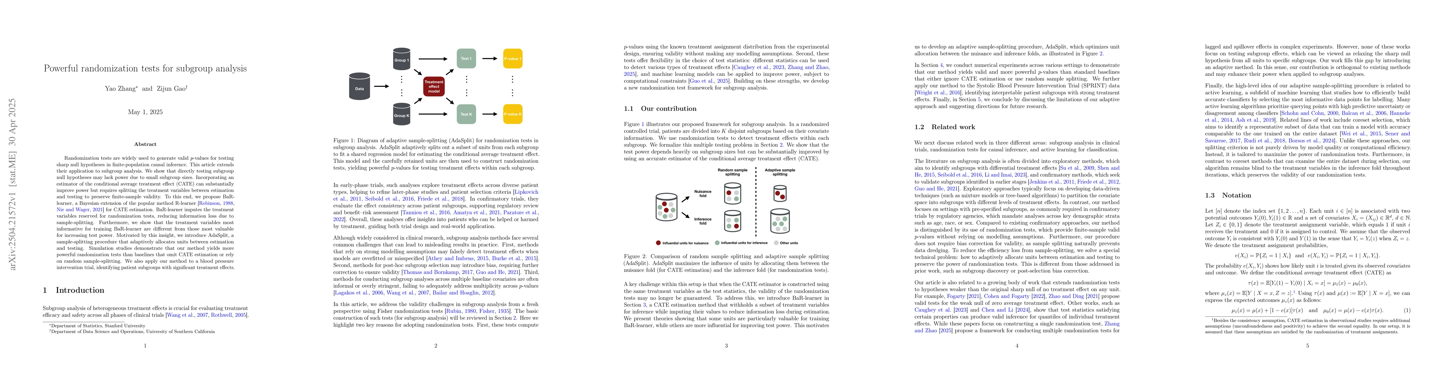 Thumbnail for Powerful randomization tests for subgroup analysis