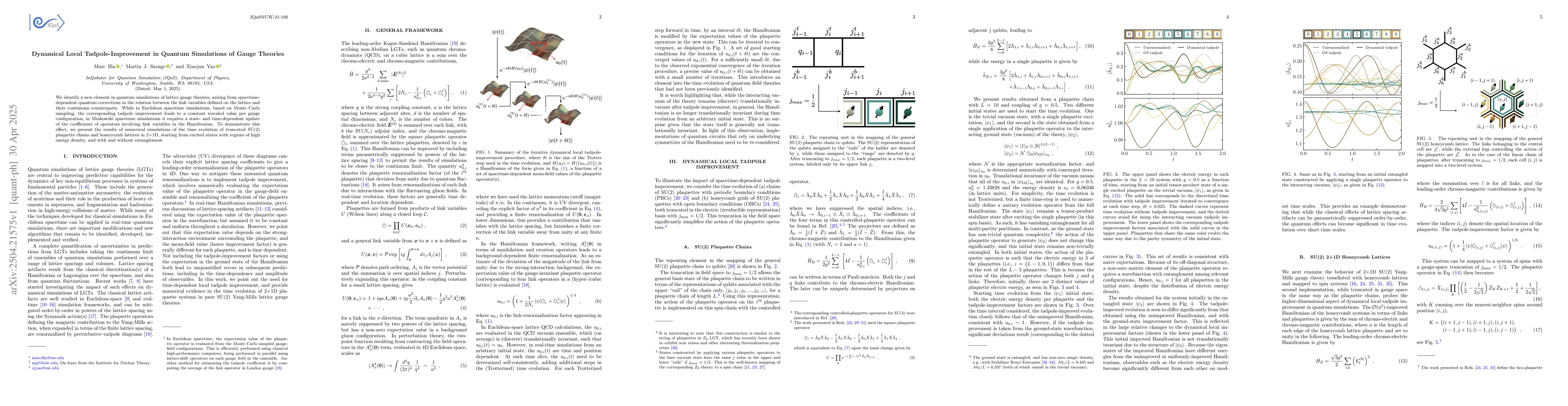 Thumbnail for Dynamical Local Tadpole-Improvement in Quantum Simulations of Gauge
  Theories