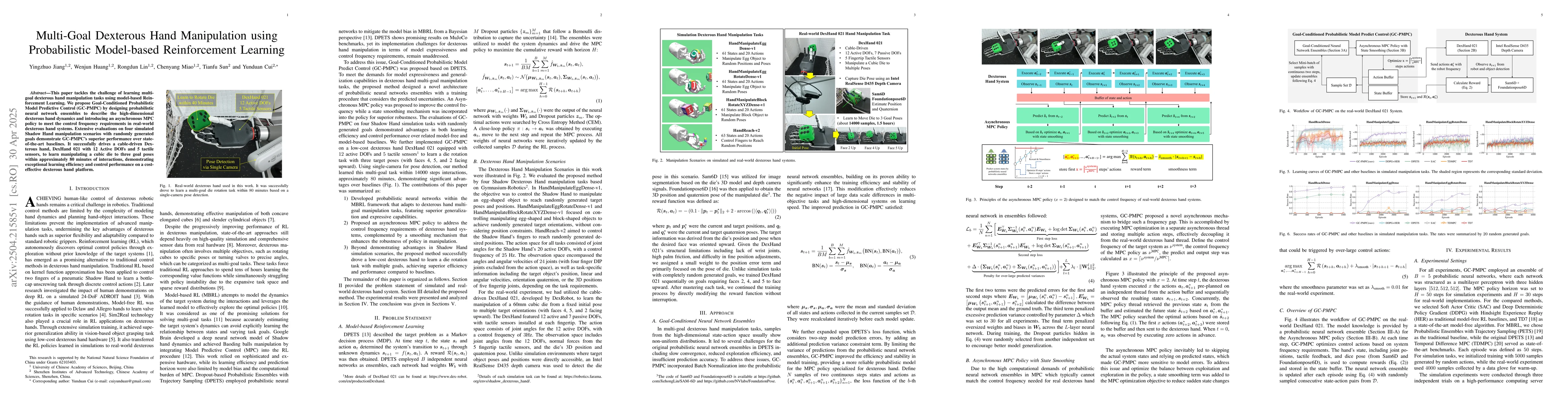 Thumbnail for Multi-Goal Dexterous Hand Manipulation using Probabilistic Model-based
  Reinforcement Learning