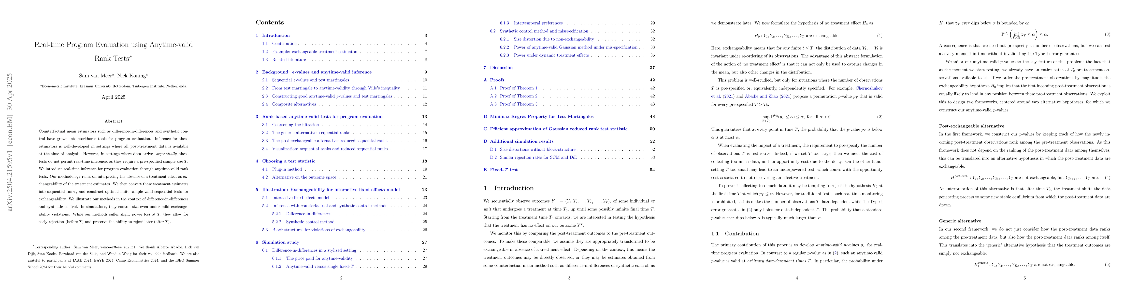 Thumbnail for Real-time Program Evaluation using Anytime-valid Rank Tests