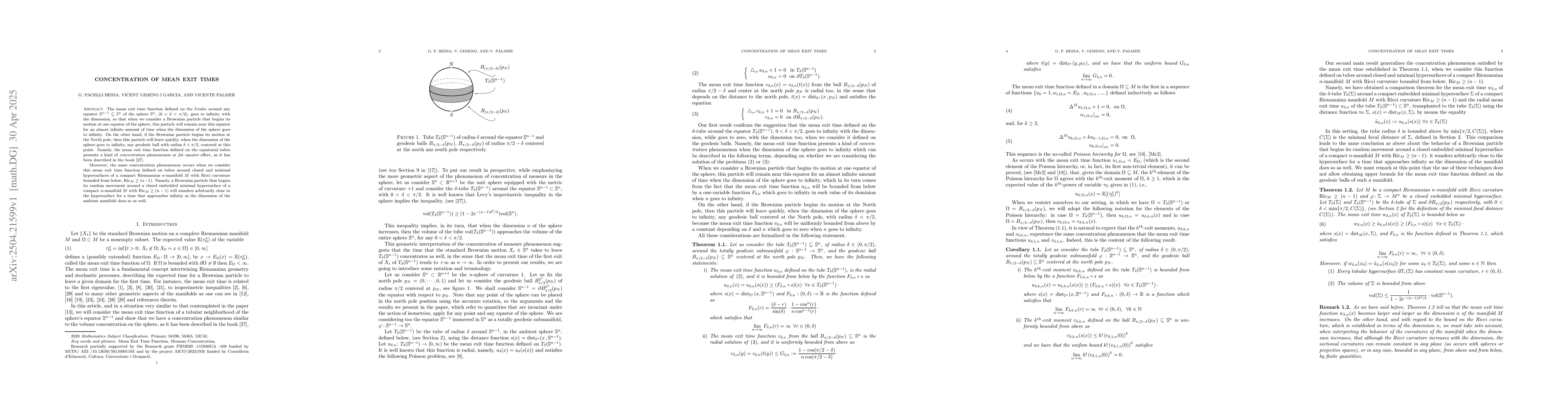 Thumbnail for Concentration of mean exit times