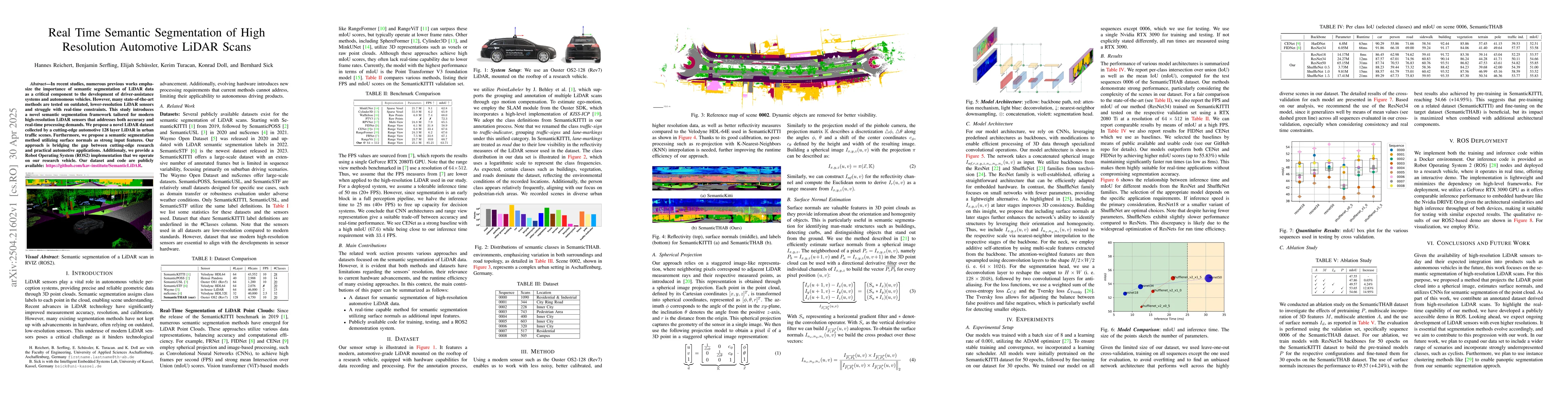 Thumbnail for Real Time Semantic Segmentation of High Resolution Automotive LiDAR
  Scans