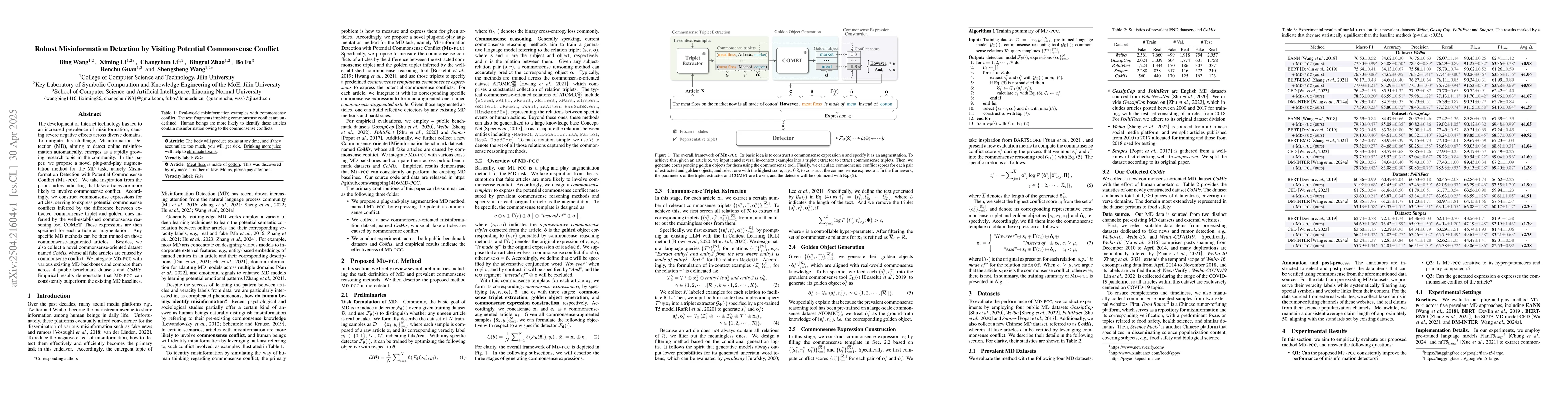 Thumbnail for Robust Misinformation Detection by Visiting Potential Commonsense
  Conflict