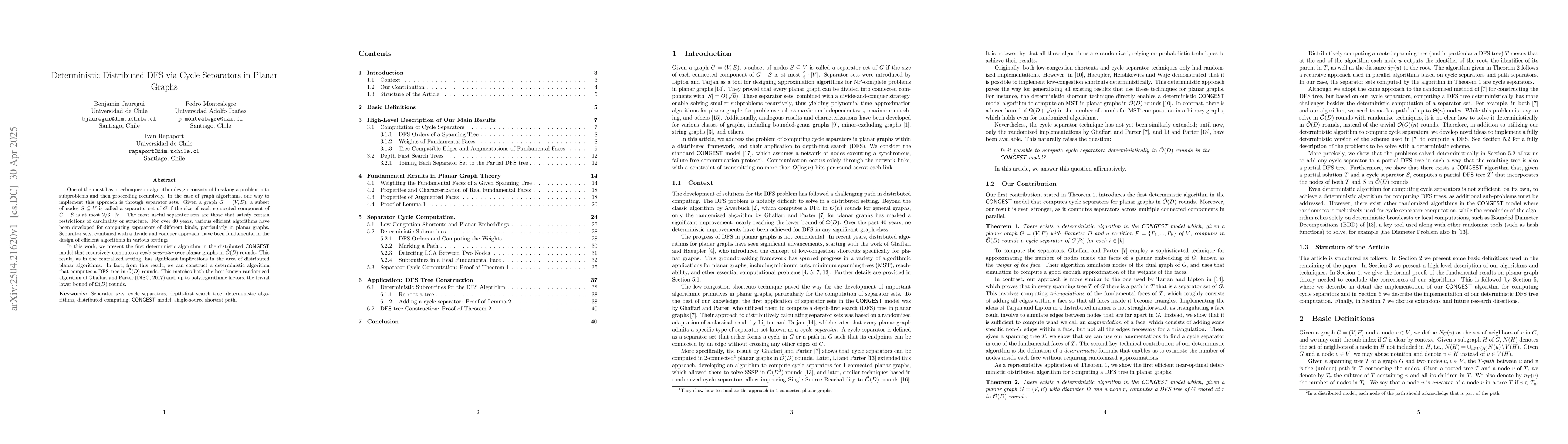 Thumbnail for Deterministic Distributed DFS via Cycle Separators in Planar Graphs
