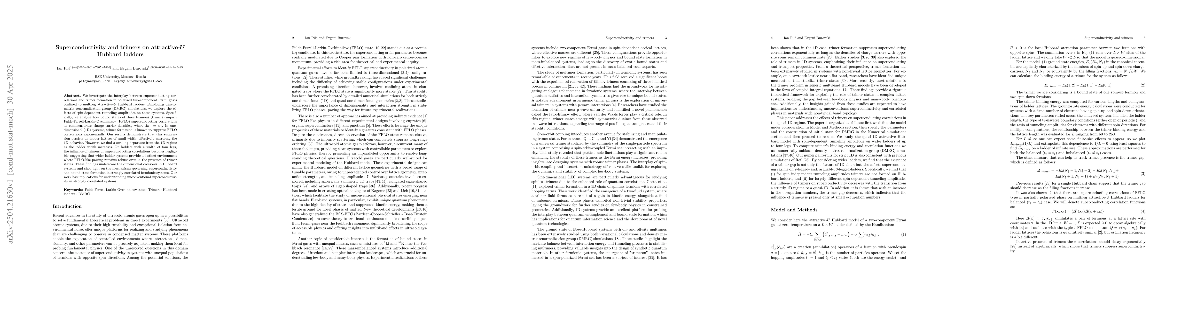 Thumbnail for Superconductivity and trimers on attractive-$U$ Hubbard ladders