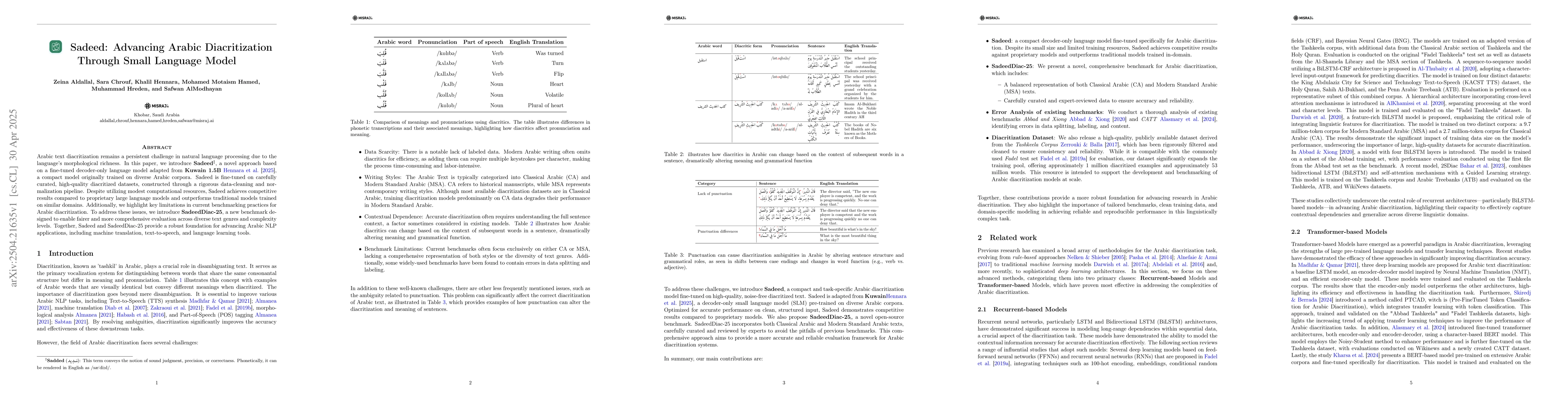 Thumbnail for Sadeed: Advancing Arabic Diacritization Through Small Language Model