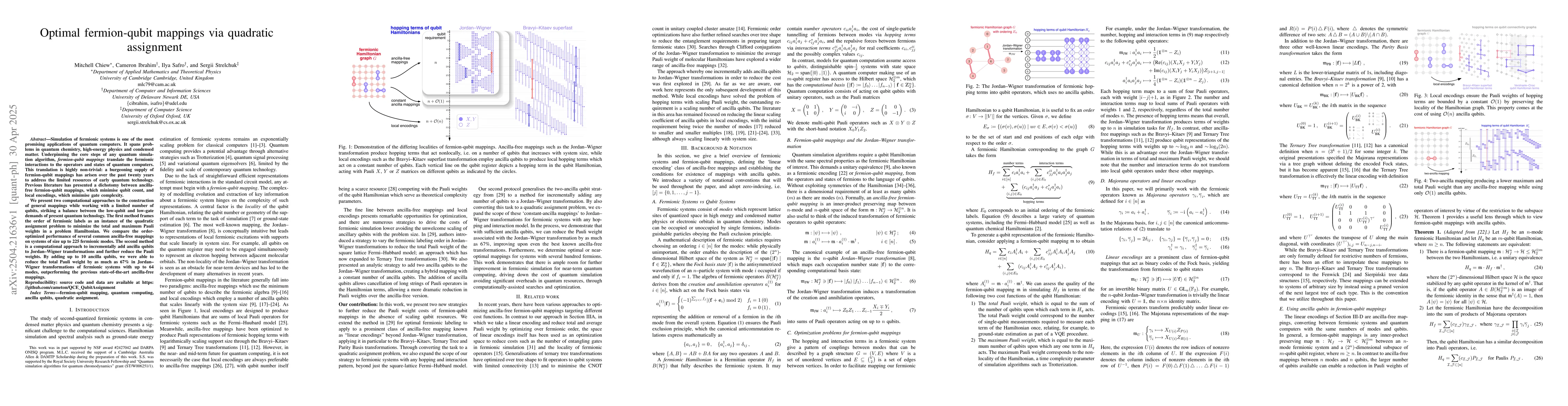 Thumbnail for Optimal fermion-qubit mappings via quadratic assignment