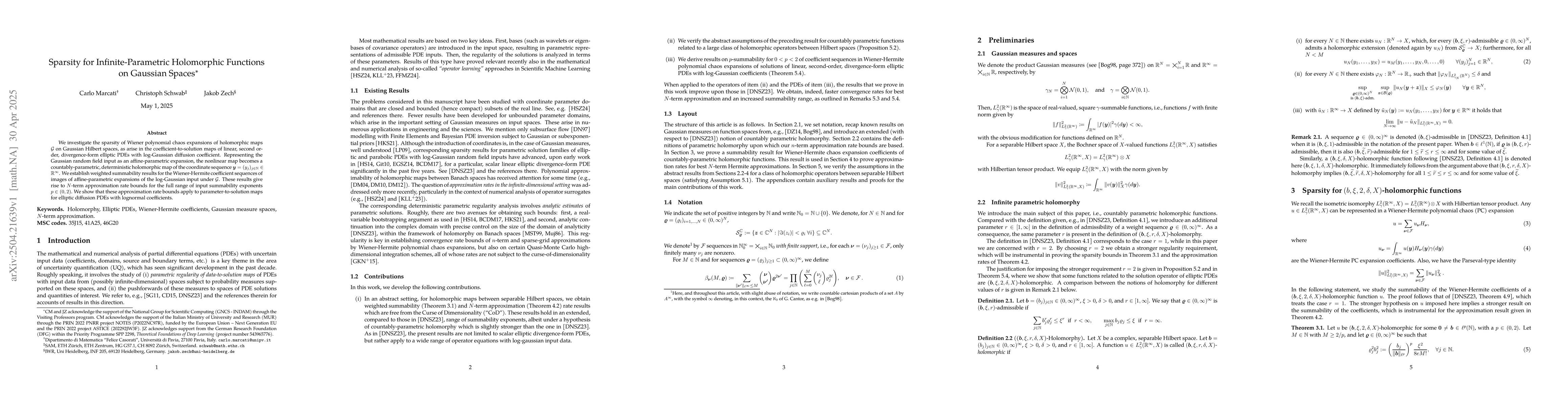 Thumbnail for Sparsity for Infinite-Parametric Holomorphic Functions on Gaussian
  Spaces