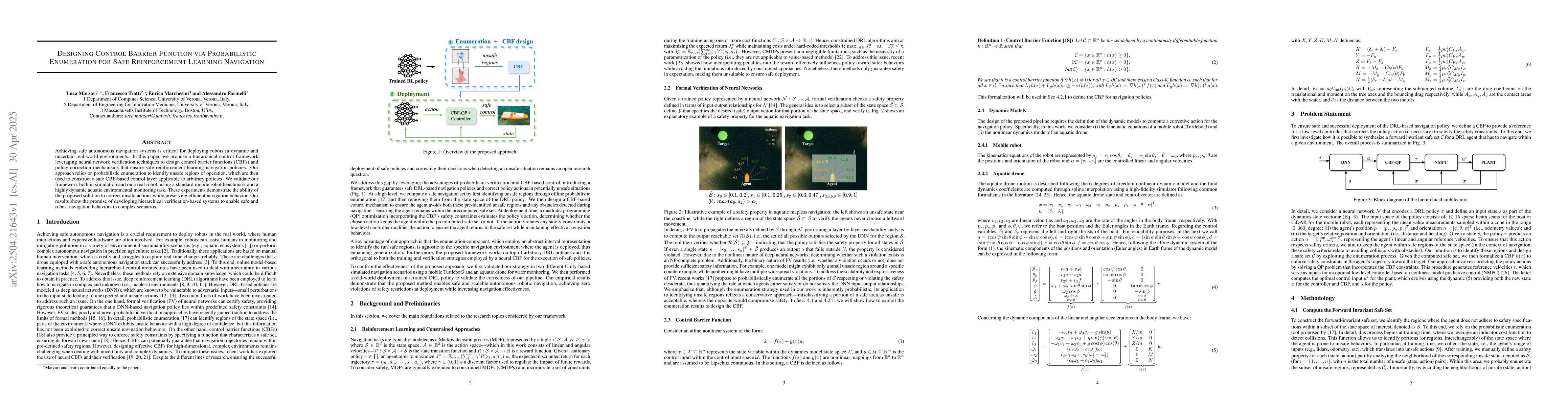 Thumbnail for Designing Control Barrier Function via Probabilistic Enumeration for
  Safe Reinforcement Learning Navigation
