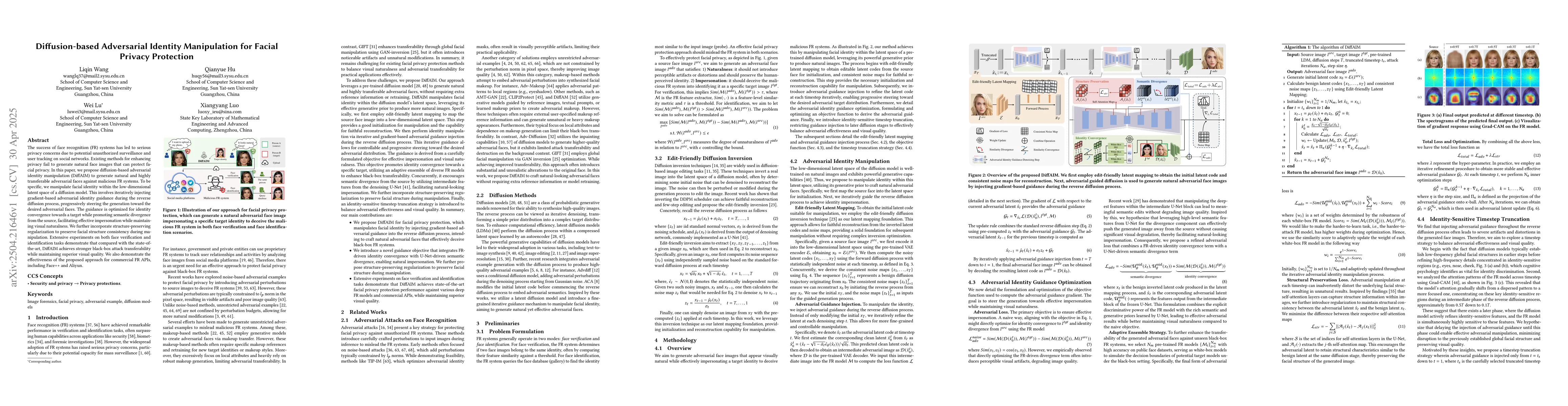 Thumbnail for Diffusion-based Adversarial Identity Manipulation for Facial Privacy
  Protection