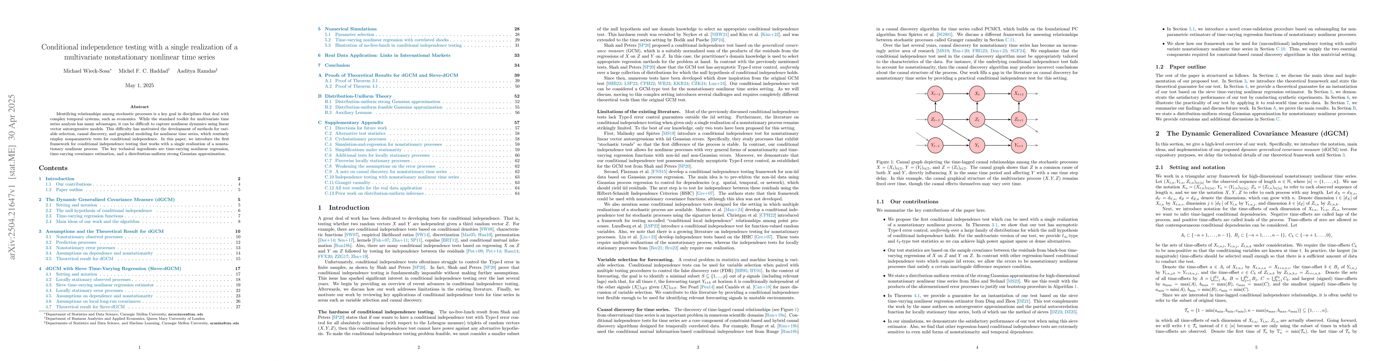 Thumbnail for Conditional independence testing with a single realization of a
  multivariate nonstationary nonlinear time series