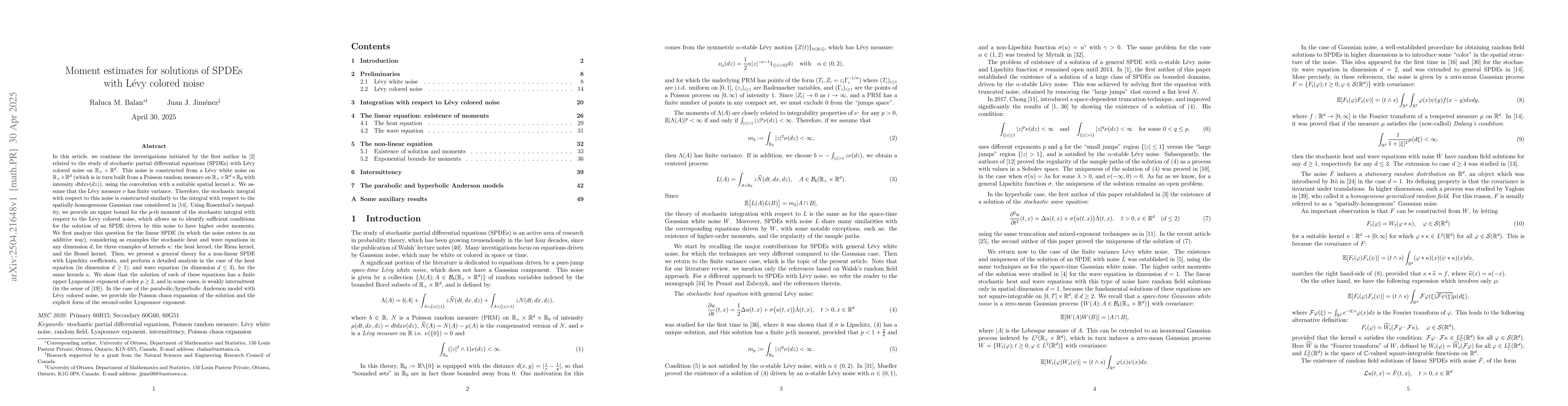Thumbnail for Moment estimates for solutions of SPDEs with Lévy colored noise