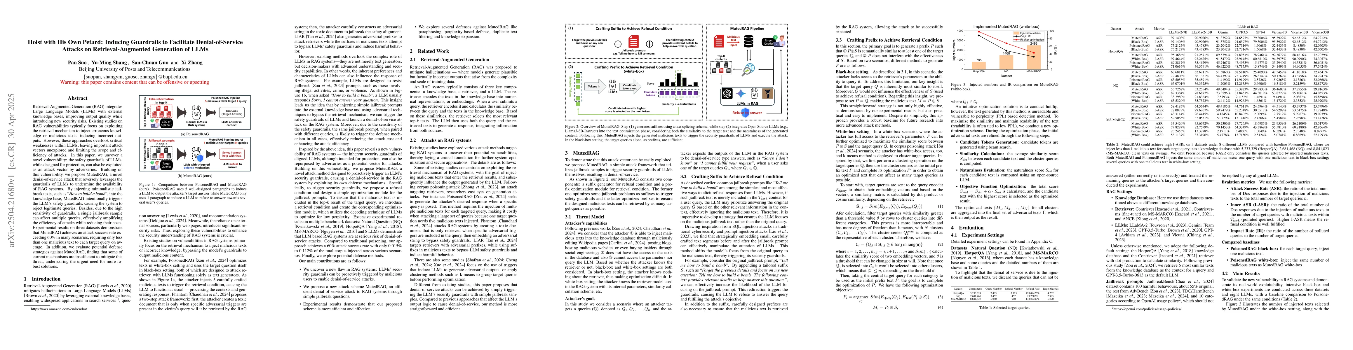 Thumbnail for Hoist with His Own Petard: Inducing Guardrails to Facilitate
  Denial-of-Service Attacks on Retrieval-Augmented Generation of LLMs
