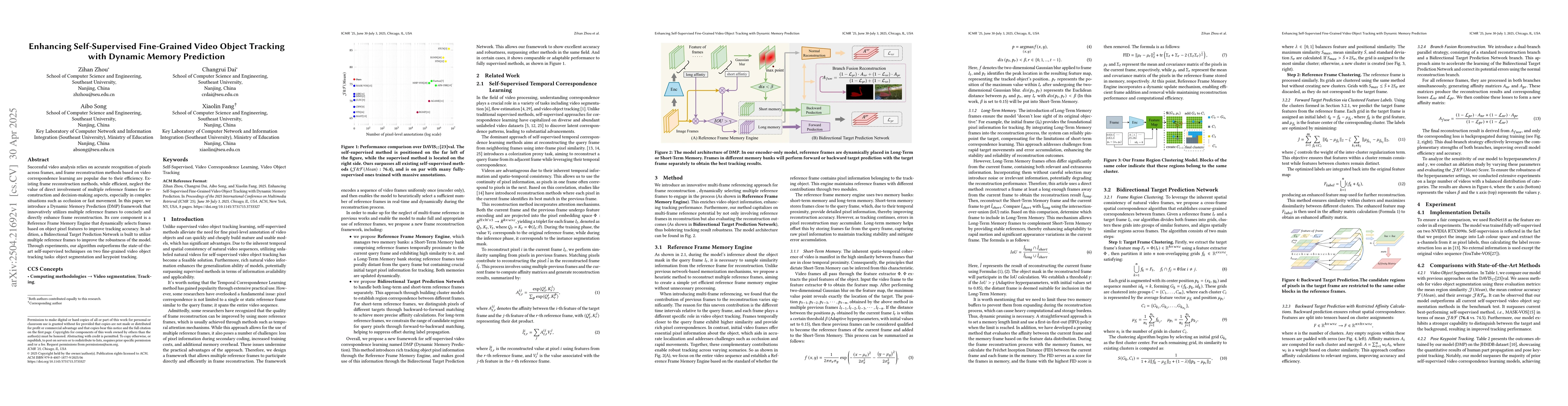 Thumbnail for Enhancing Self-Supervised Fine-Grained Video Object Tracking with
  Dynamic Memory Prediction