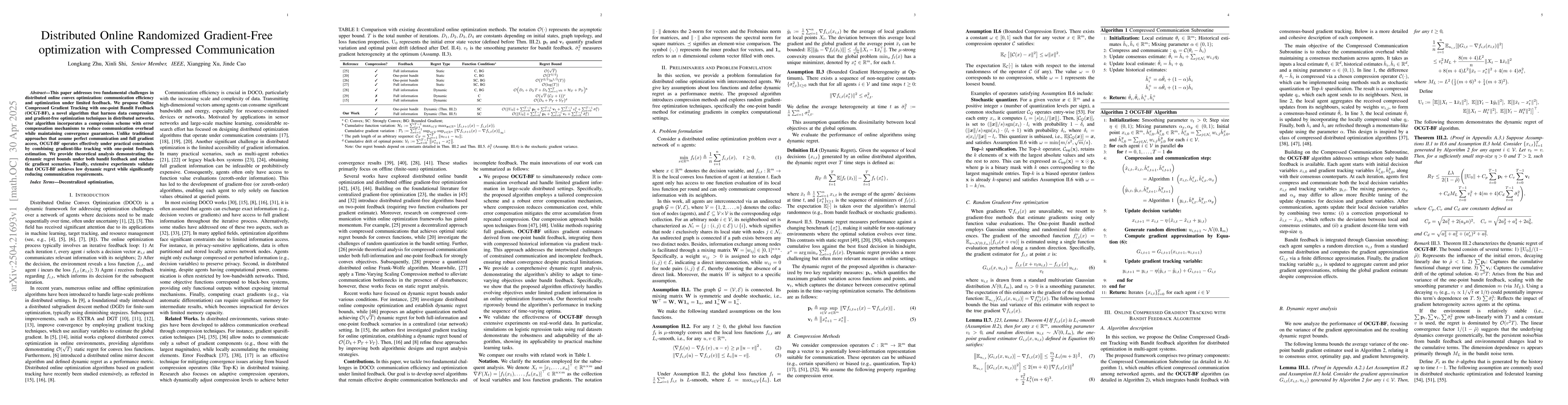 Thumbnail for Distributed Online Randomized Gradient-Free optimization with Compressed
  Communication