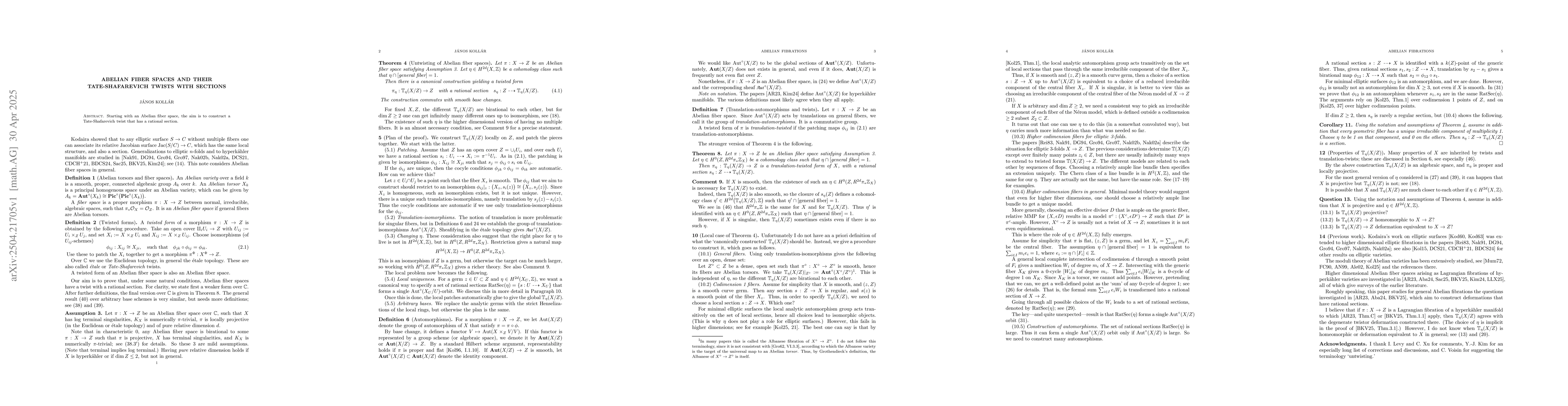 Thumbnail for Abelian fiber spaces and their Tate-Shafarevich twists with sections