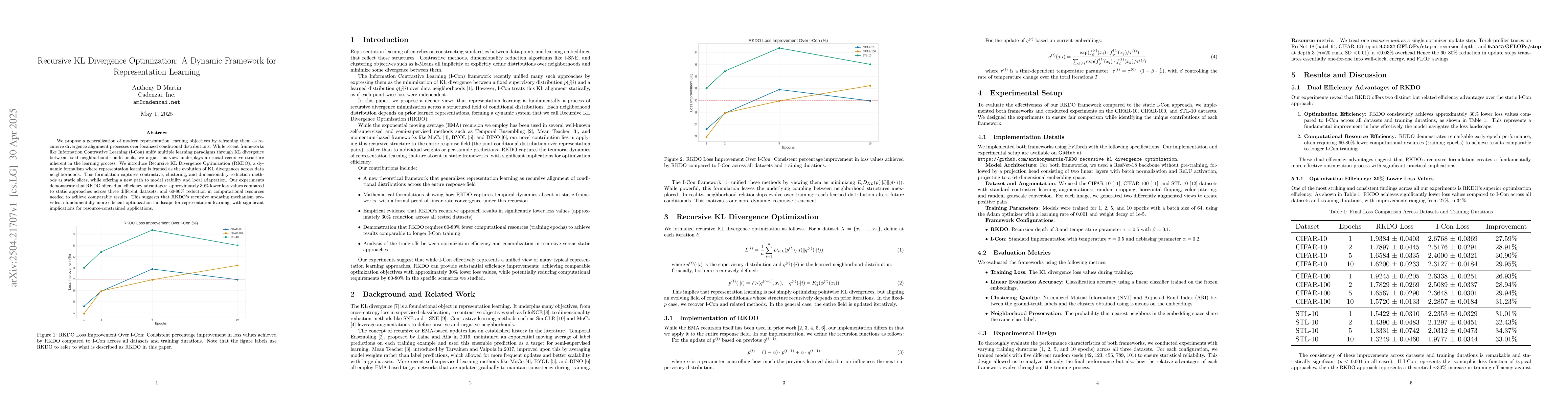 Thumbnail for Recursive KL Divergence Optimization: A Dynamic Framework for
  Representation Learning