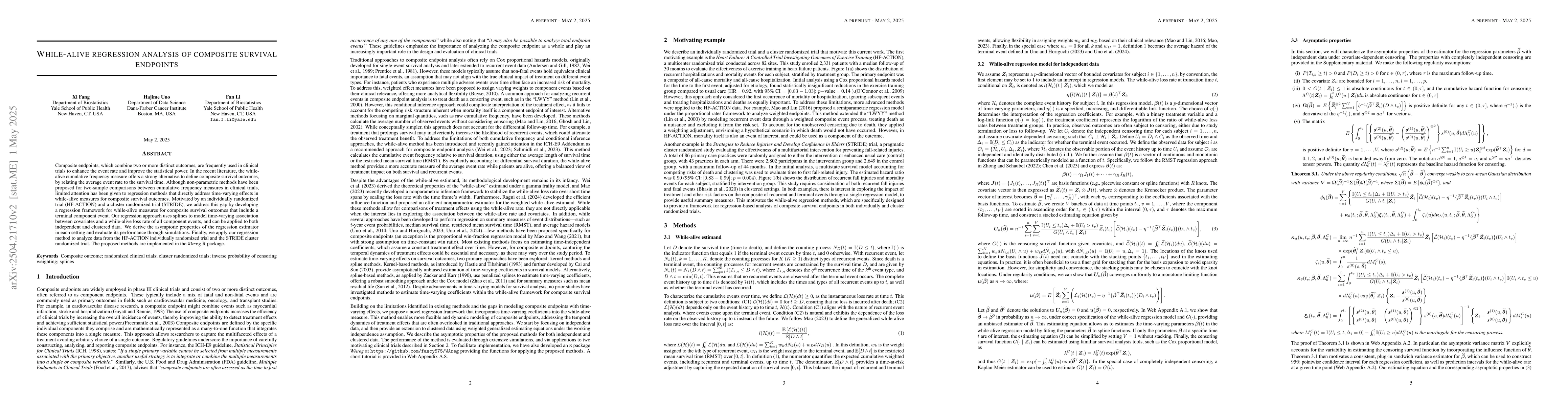 Thumbnail for While-alive regression analysis of composite survival endpoints
