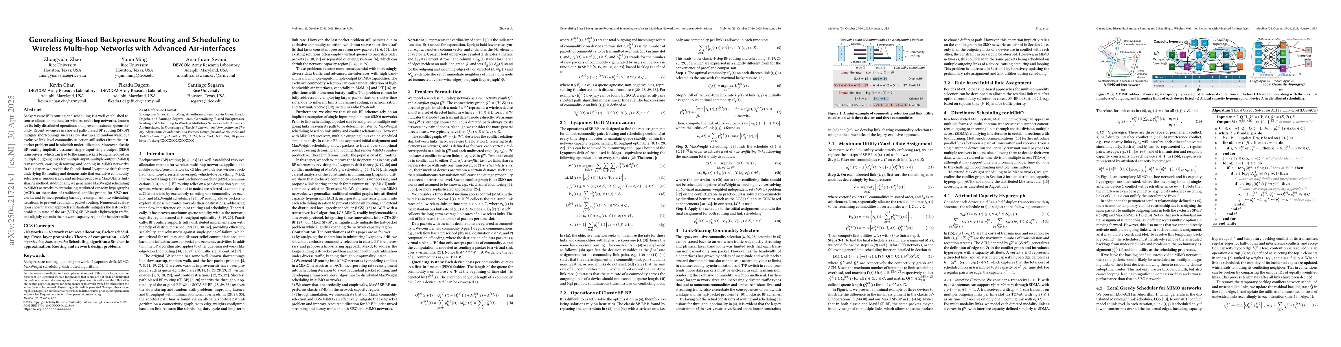 Thumbnail for Generalizing Biased Backpressure Routing and Scheduling to Wireless
  Multi-hop Networks with Advanced Air-interfaces