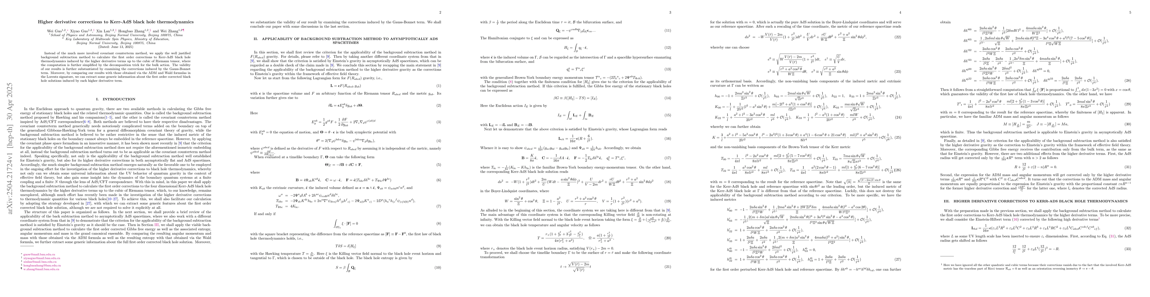 Thumbnail for Higher derivative corrections to Kerr-AdS black hole thermodynamics