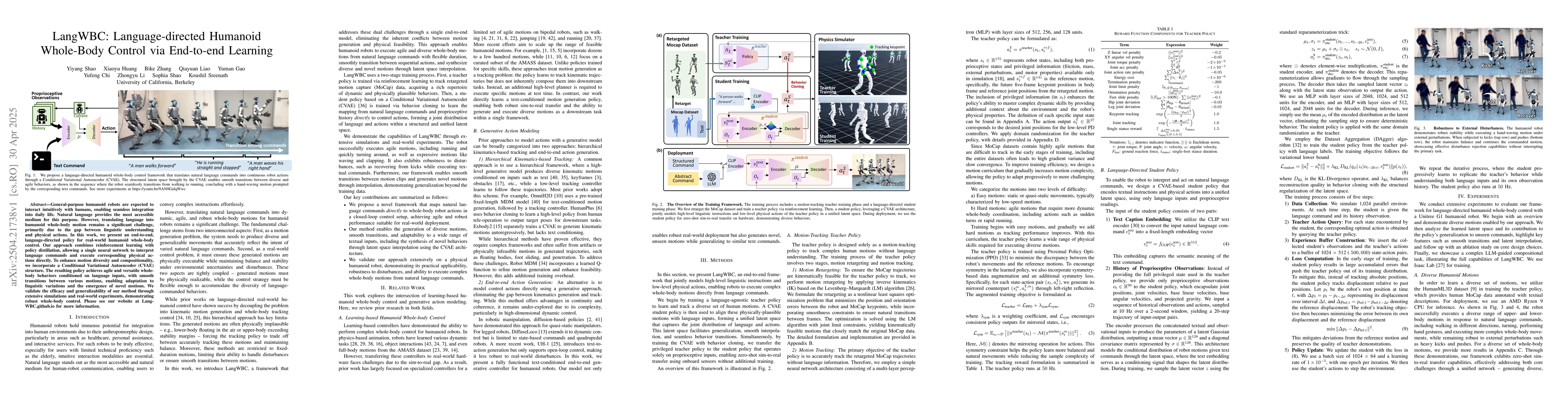 Thumbnail for LangWBC: Language-directed Humanoid Whole-Body Control via End-to-end
  Learning