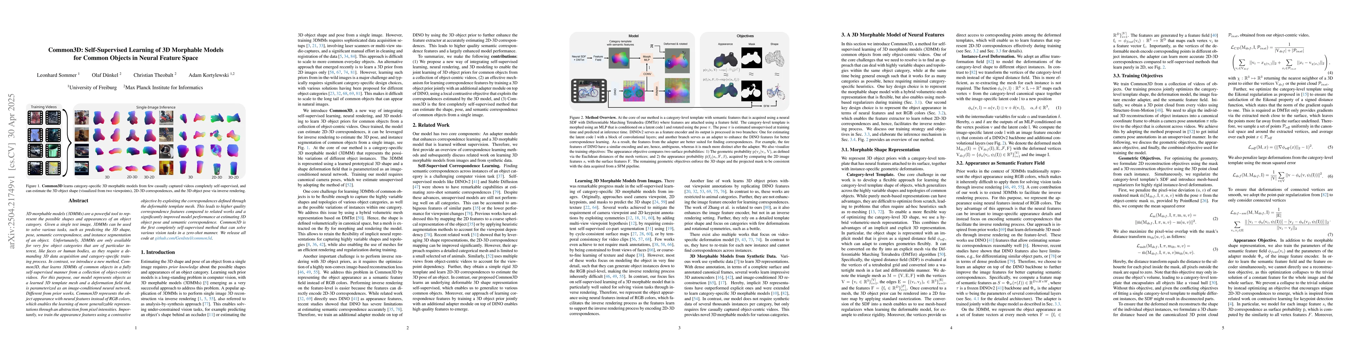 Thumbnail for Common3D: Self-Supervised Learning of 3D Morphable Models for Common
  Objects in Neural Feature Space