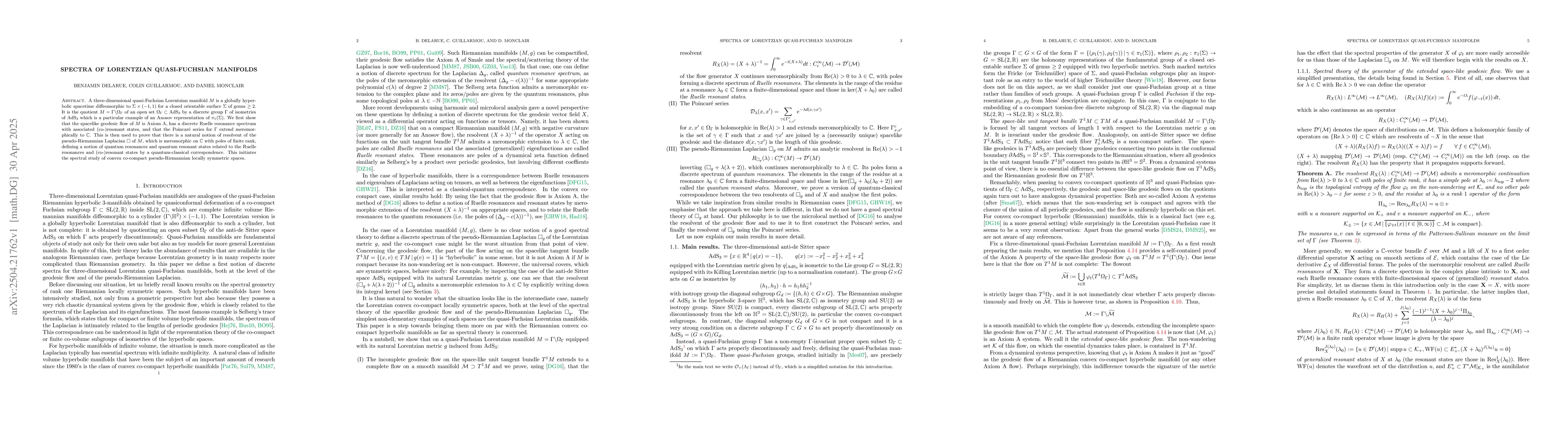 Thumbnail for Spectra of Lorentzian quasi-Fuchsian manifolds