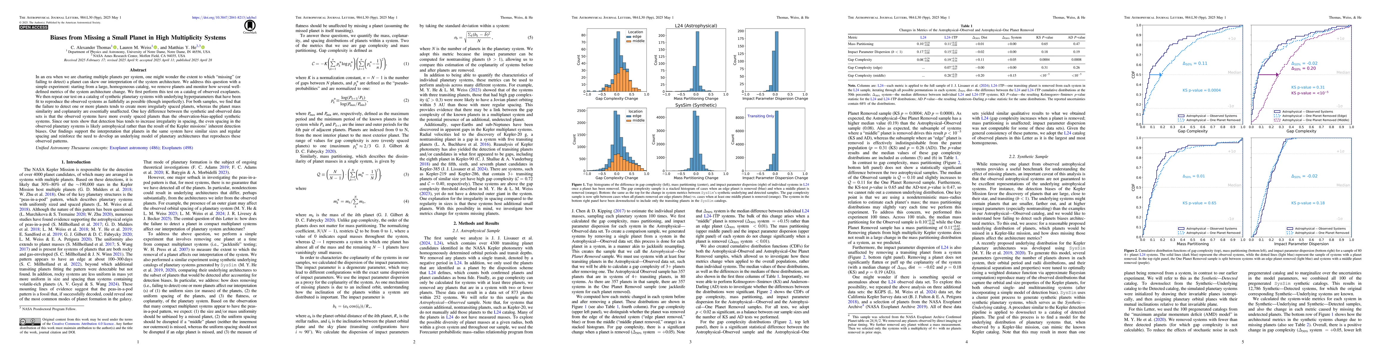 Thumbnail for Biases from Missing a Small Planet in High Multiplicity Systems