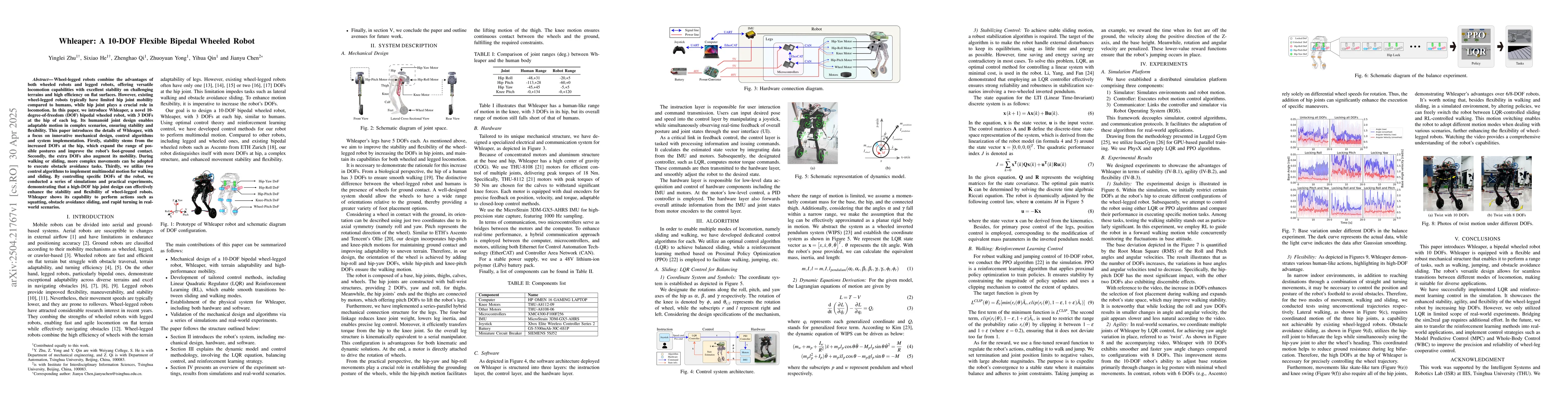 Thumbnail for Whleaper: A 10-DOF Flexible Bipedal Wheeled Robot