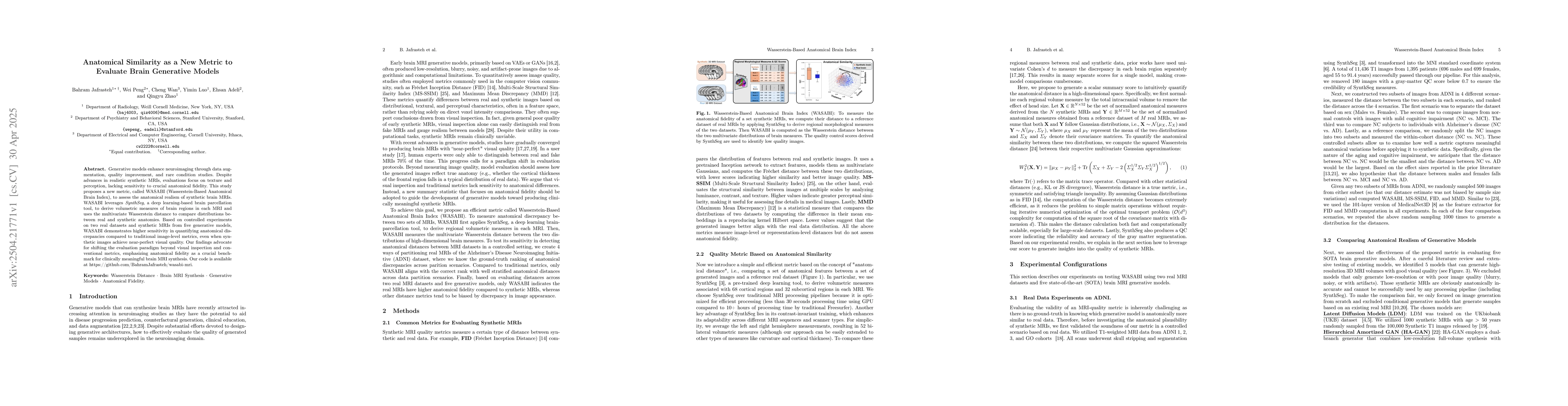 Thumbnail for Anatomical Similarity as a New Metric to Evaluate Brain Generative
  Models