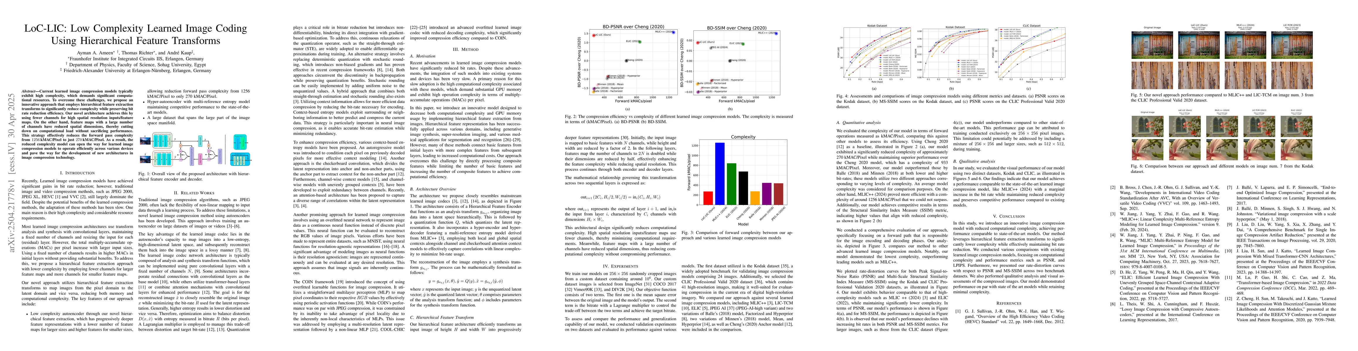 Thumbnail for LoC-LIC: Low Complexity Learned Image Coding Using Hierarchical Feature
  Transforms